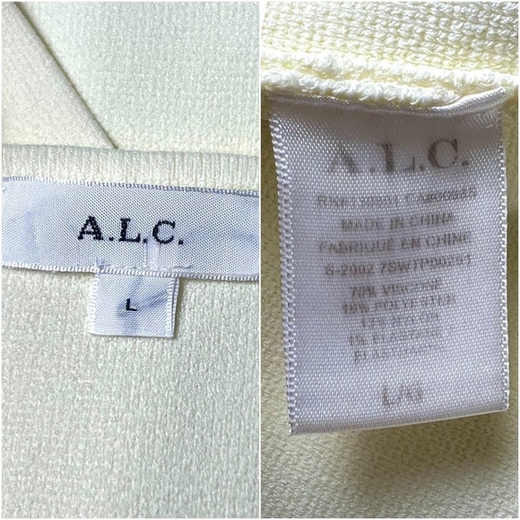 ALC 90s Pastel Yellow Compact Knit Scoop Neck Sleeveless Cropped Cami Tank Top L - Picture 10 of 11